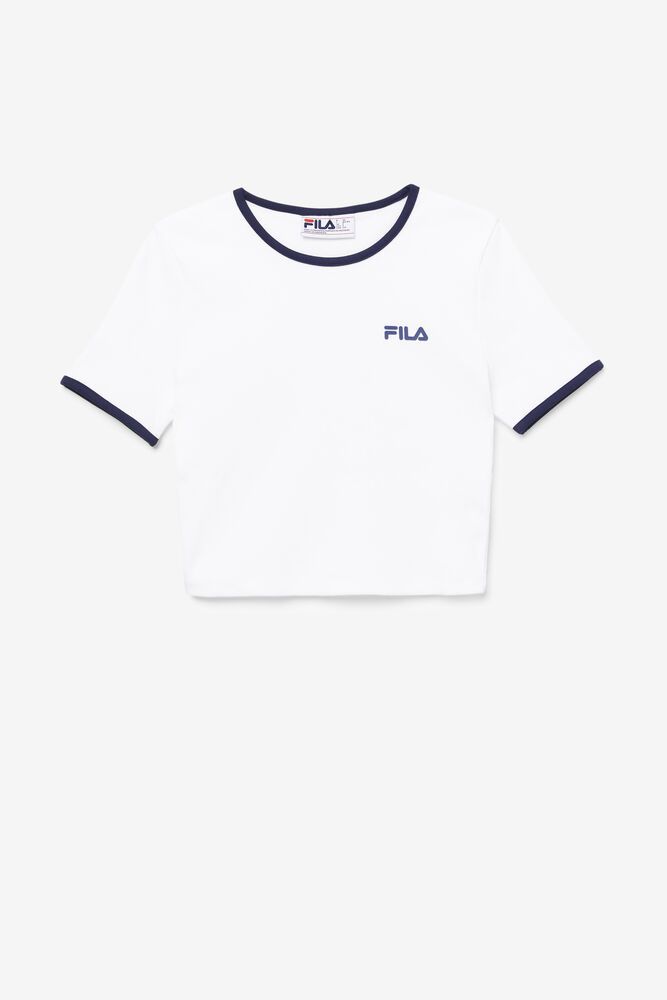 Fila T Skjorte Dame Hvite Perla Crop Top 379825-NVH